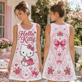 Hello Kitty Pink Rose Floral Sleeveless Tank Dress 2026 Hello Kitty Merch Gifts For Daughters - Merchluma
