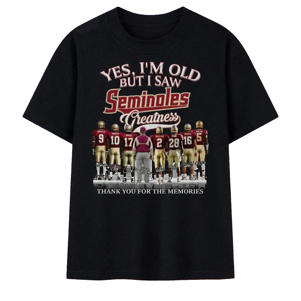 Florida State Seminoles Greatness Signatures Shirt Seminoles Merch Football Players Gifts - Merchluma