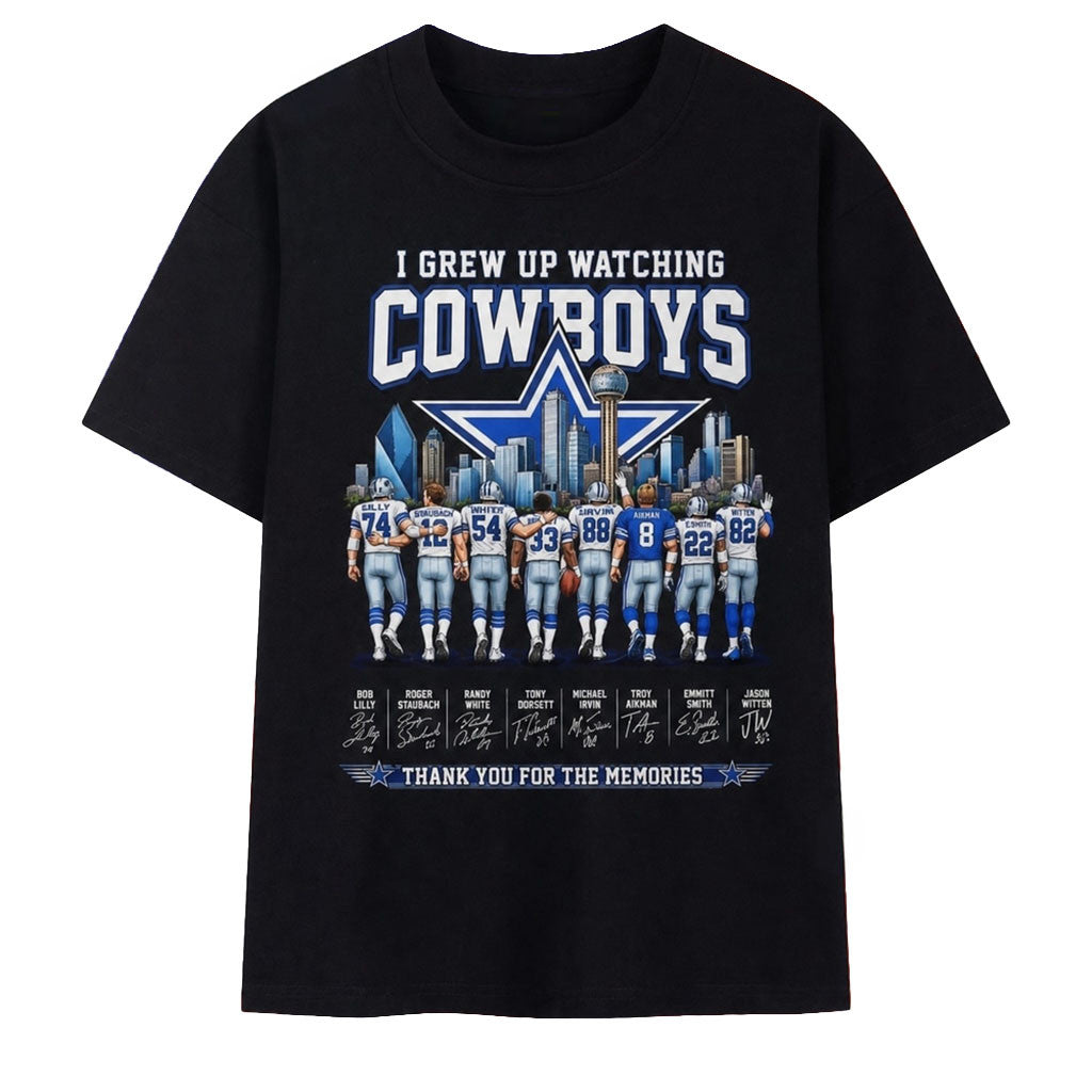 I Grew Up Watching Dallas Cowboys Legends Signatures 2026 Shirt Dallas Cowboys Merch Gifts - Merchluma