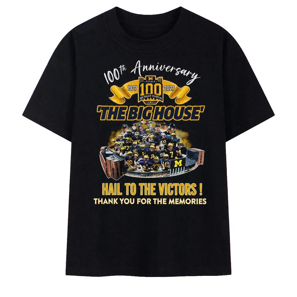 Michigan Wolverines Merch The Big House 100 Years Hail To The Victors Shirt Wolverines Fan Gift - Merchluma