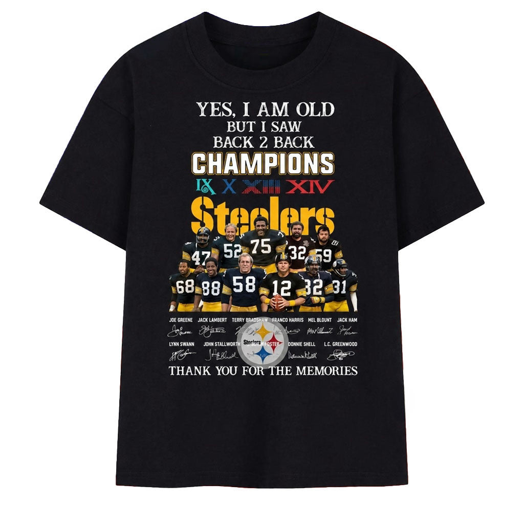 Pittsburgh Steelers Champions Signatures Vintage Shirt Steelers Merch Football Lovers Gifts - Merchluma