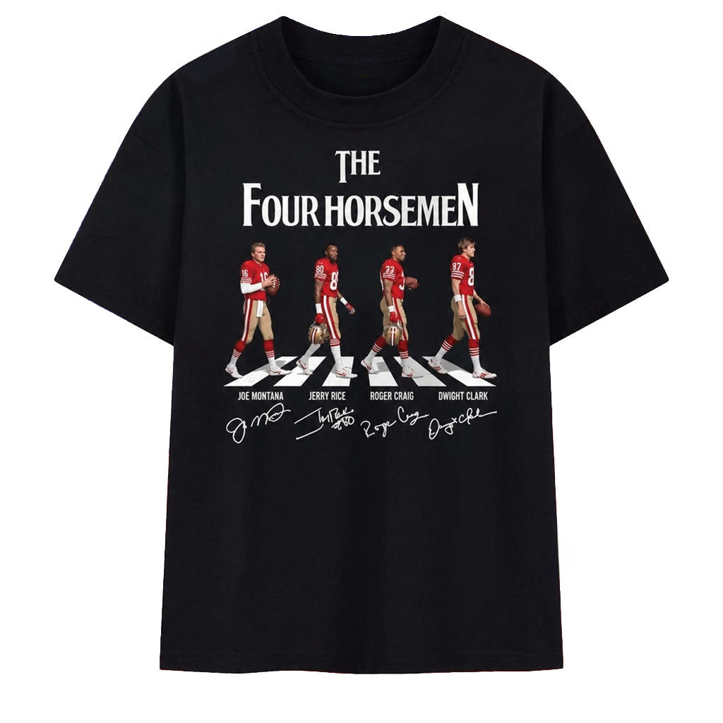 San Francisco 49ers Merch The Four Horsemen Abbey Road Signatures Shirt 49ers Fans Gifts - Merchluma
