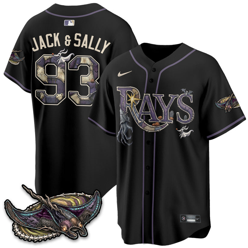 Tampa Bay Rays Merch X Nightmare Halloween Jack And Sally Baseball Jersey Rays Fan Gift - Merchluma
