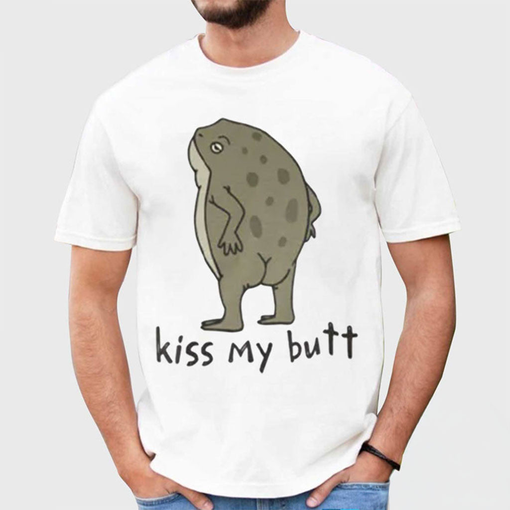Frog Kiss My Butt Toad Funny Animal Shirt Hilarious Frog Meme Shirt Gifts For Meme Lovers - Merchluma