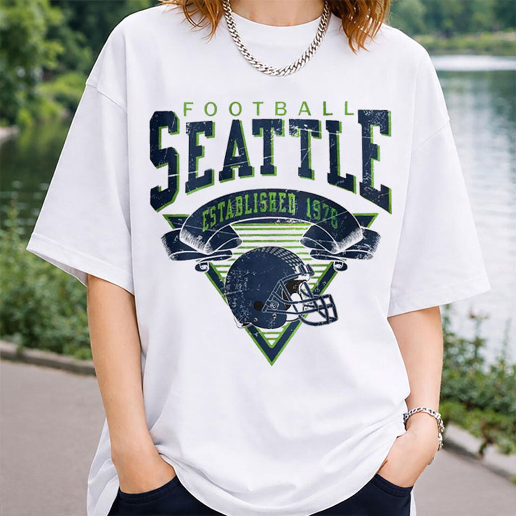 Seattle Football EST 1976 Shirt Vintage Game Day Shirts Seattle Seahawks Merch Fans Gifts - Merchluma