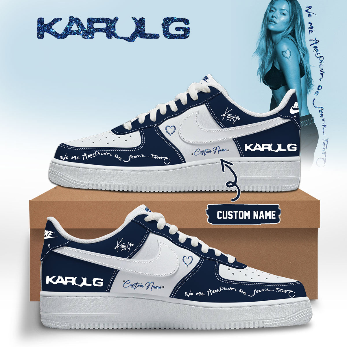 Personalized Karol G No Me Arrepiento De Sentir Tanto AF1 Karol G Sneakers Gifts For Women - Merchluma