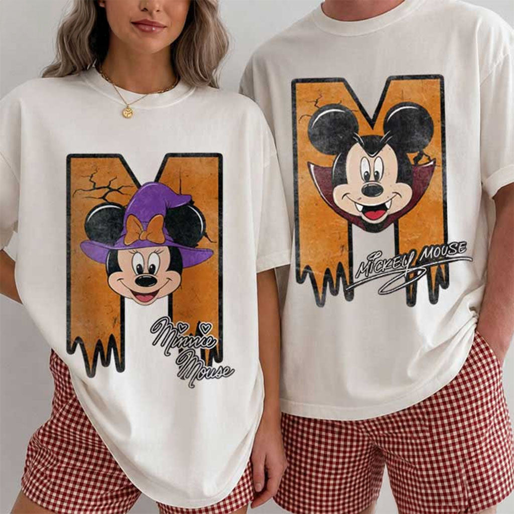 Vampire Mickey Witch Minnie Halloween Matching Couples Shirts Disney Halloween Merch 2026 - Merchluma
