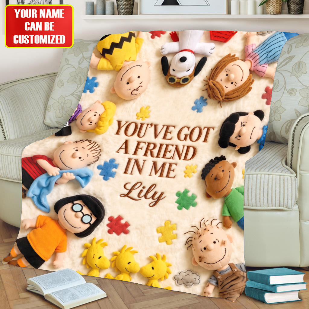 Personalized Peanuts X Autism Awareness Blanket Peanuts You've Got A Friend Blanket Gifts Ideas - Merchluma