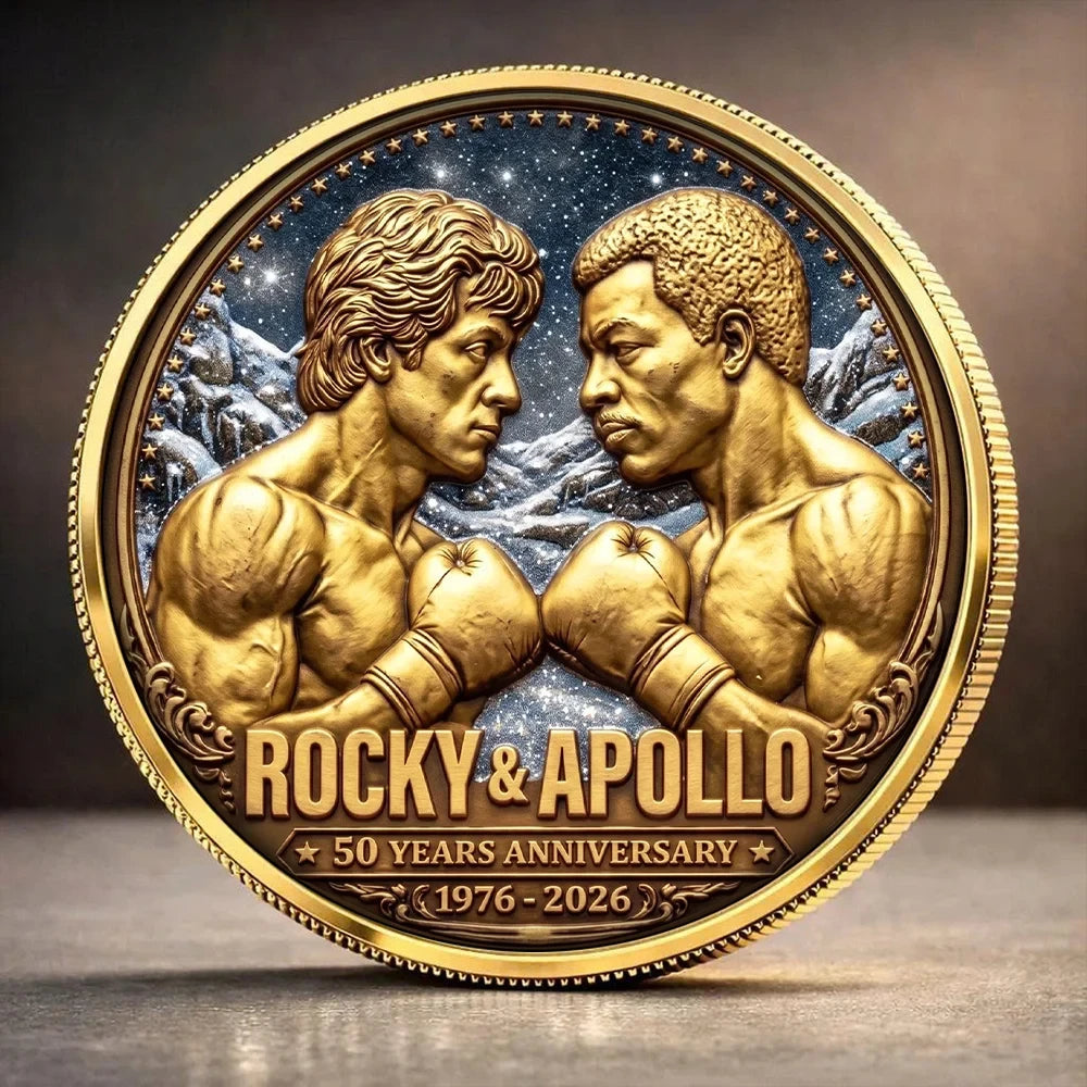 Rocky 50th Anniversary Commemorative Coin Rocky And Apollo Memorial Coin Gifts For Fans - Merchluma