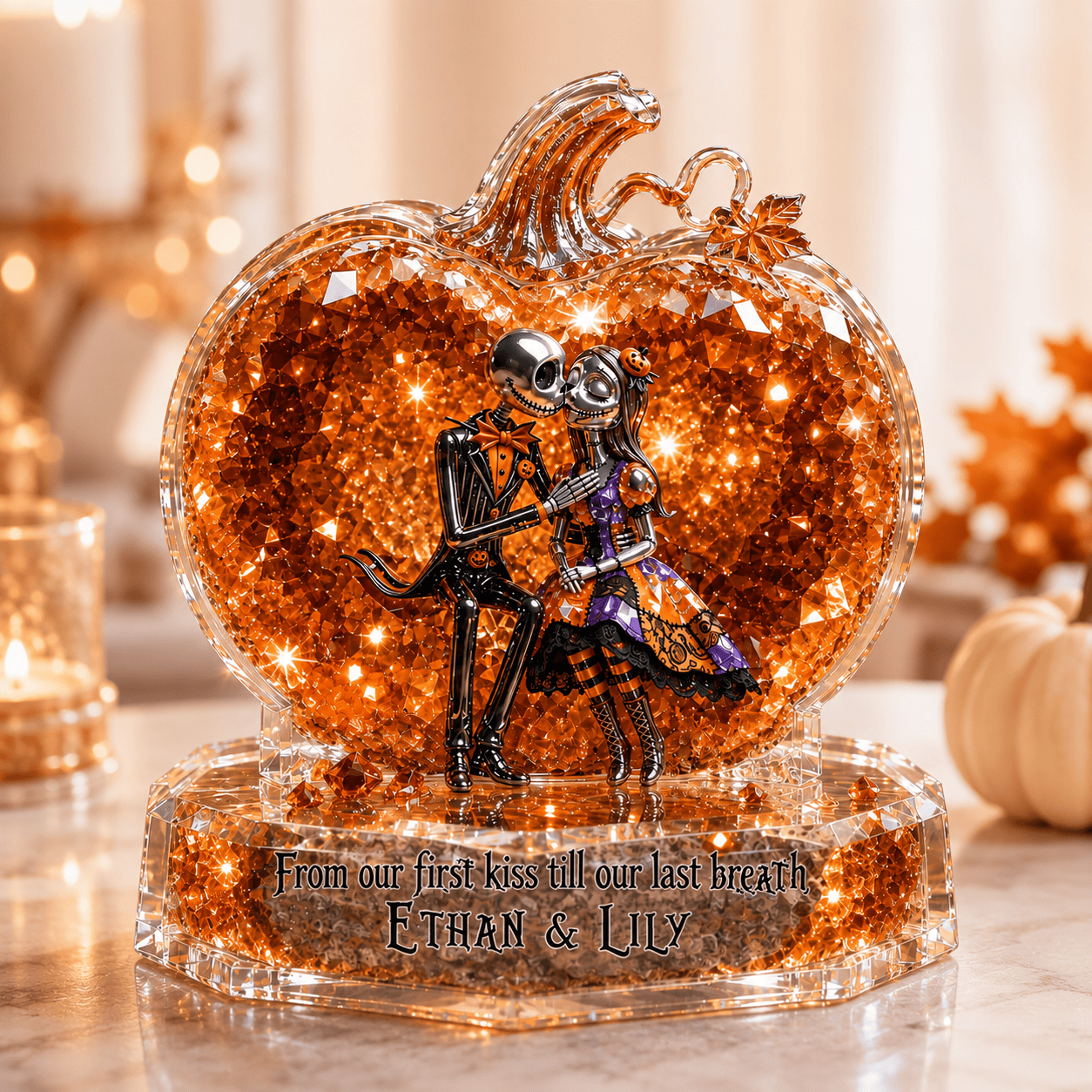 Personalized Halloween Nightmare Jack And Sally Acrylic Plaque Halloween Gifts For Her - Merchluma