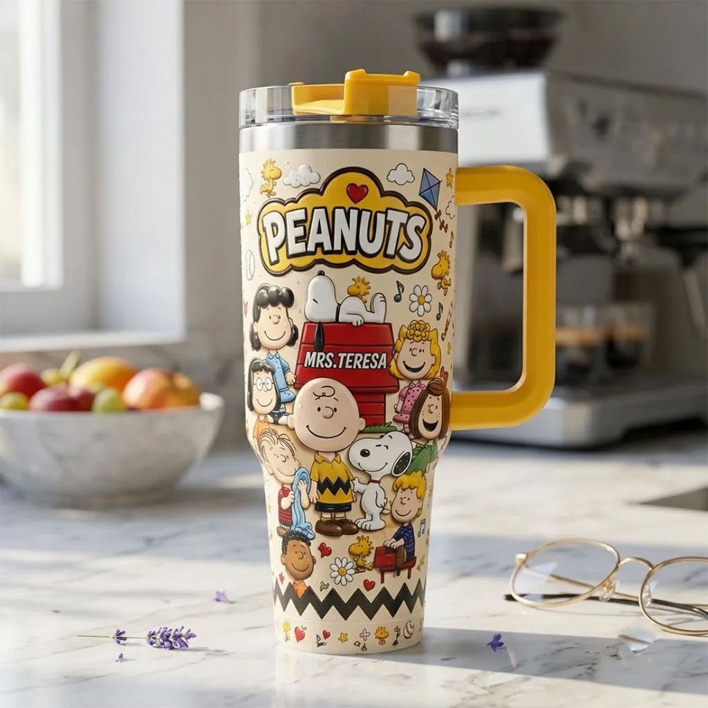 Personalized Peanuts Snoopy Mrs Teresa Tumbler Cute Peanuts Tumbler Gifts For Cartoon Lovers - Merchluma