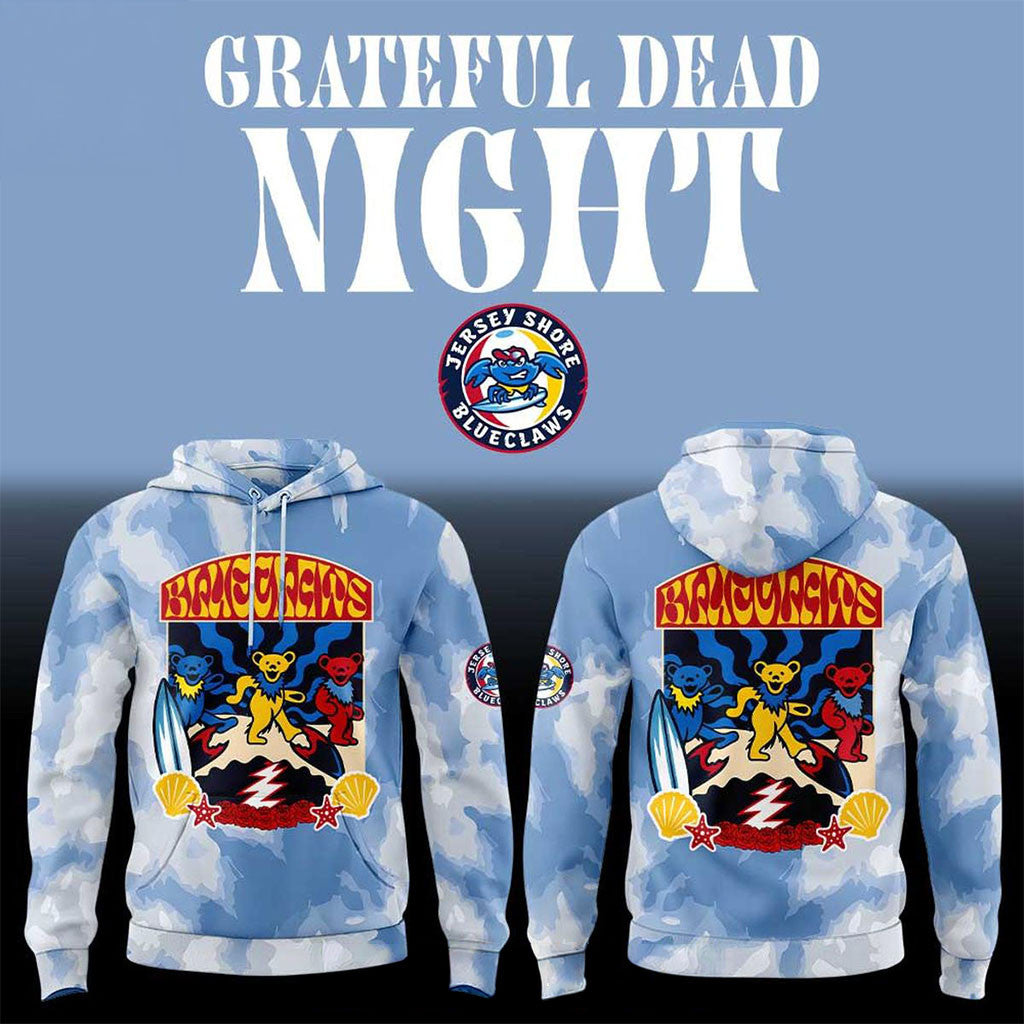 Jersey Shore BlueClaws Merch X Grateful Dead Night In ShoreTown Hoodie Gift For Deadhead - Merchluma