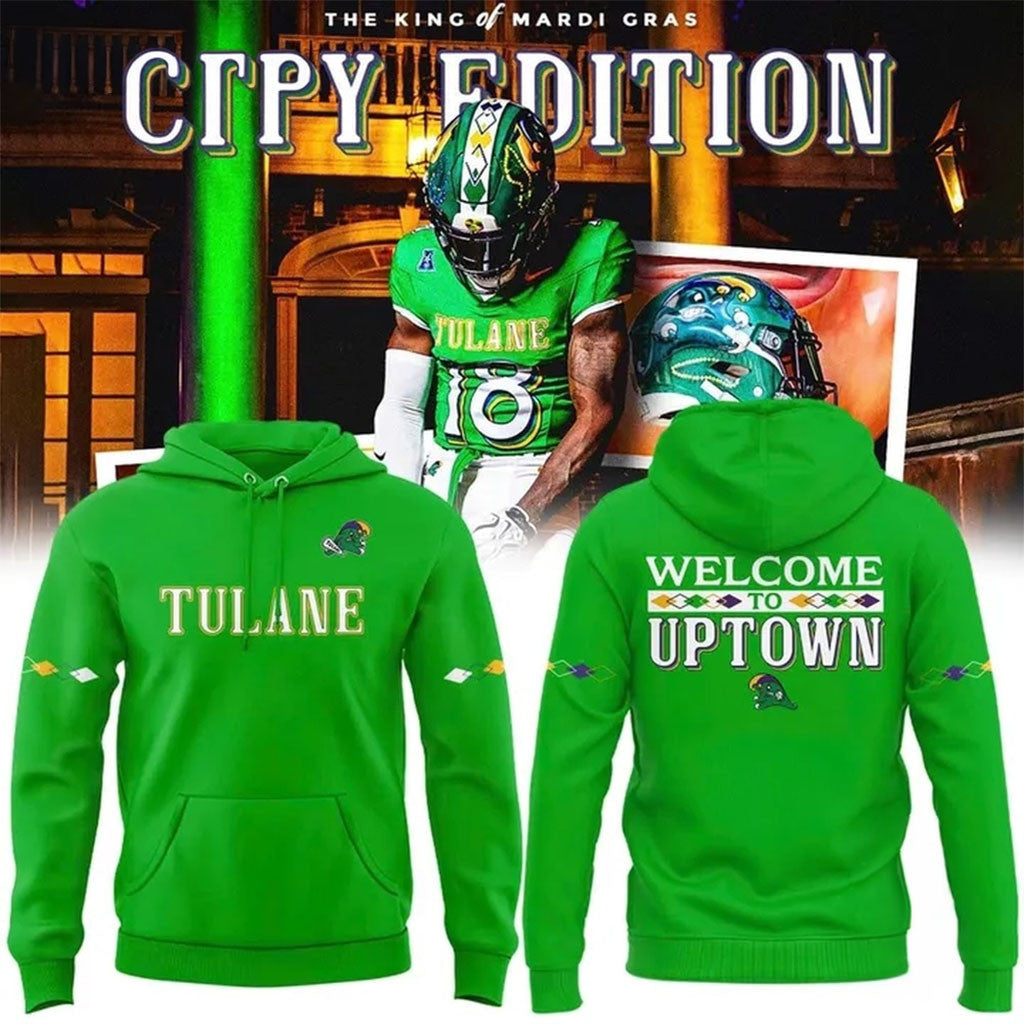 Tulane Green Wave Merch City Edition Green Hoodie Tulane Green Wave Mardi Gras Uniform Hoodie - Merchluma