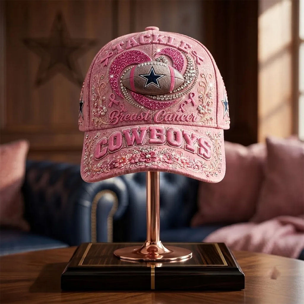 Dallas Cowboys Merch X Breast Cancer Awareness Pink Hat Breast Cancer Support Cap Gifts For Mom - Merchluma
