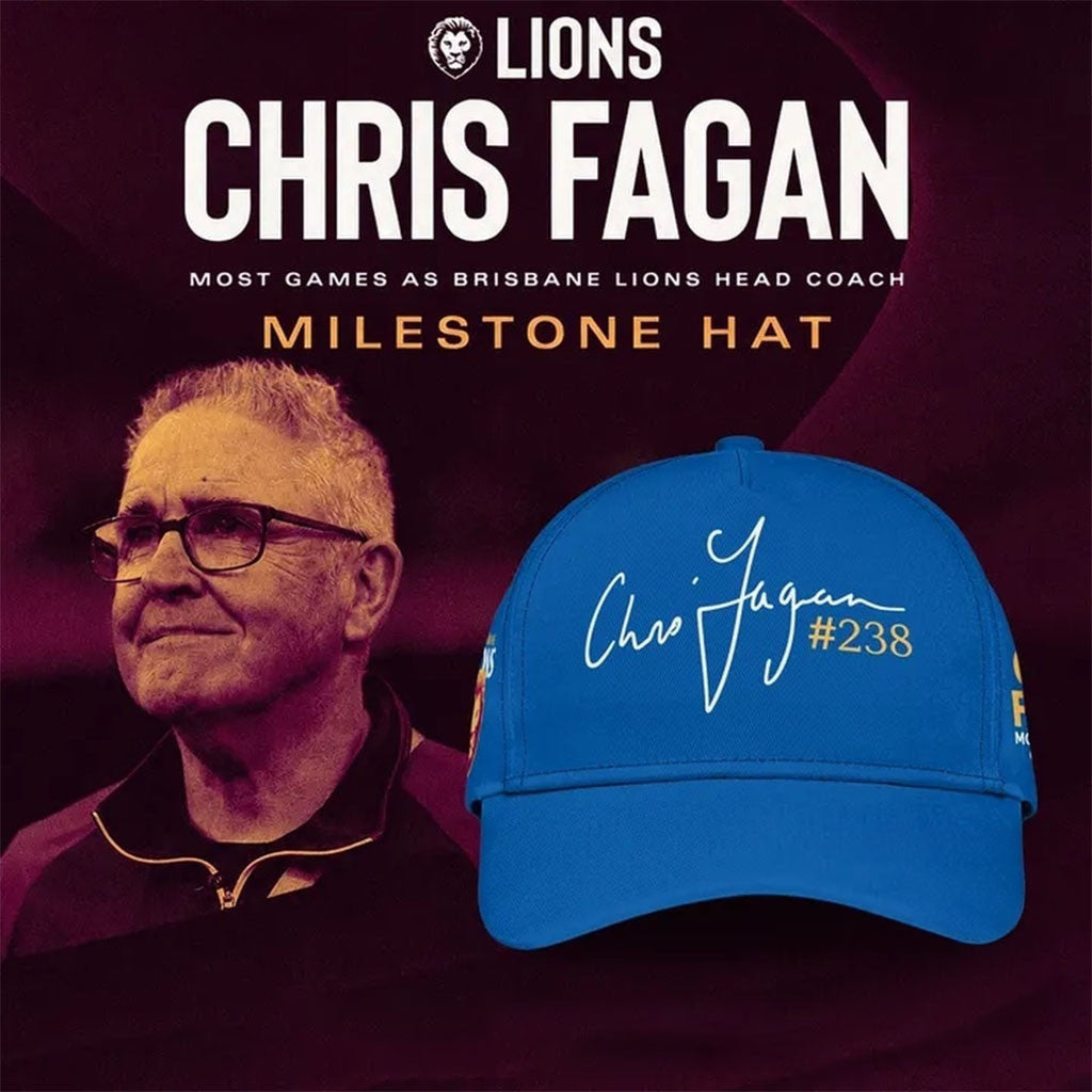 Brisbane Lions Chris Fagan Milestone Signature 2026 Blue Hat Brisbane Lions Merch Fans Gifts - Merchluma