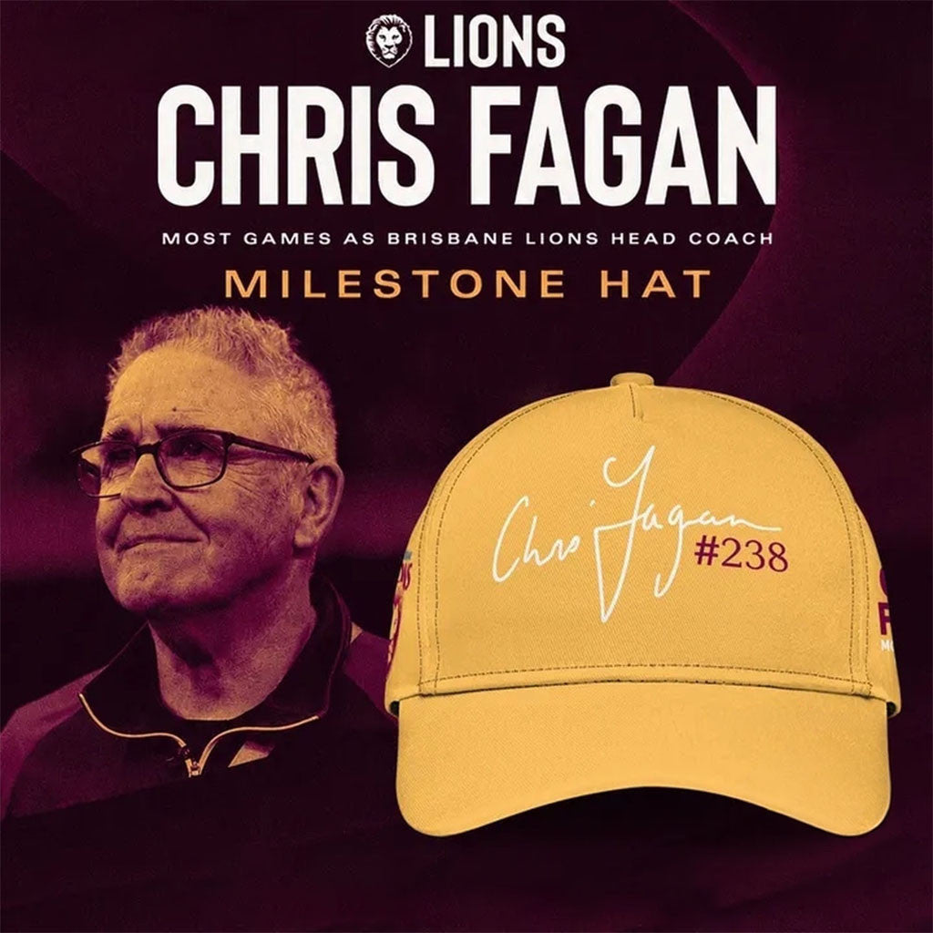 Brisbane Lions Chris Fagan Milestone Signature 2026 Hat Chris Fagan Merch Lions Fans Gifts - Merchluma