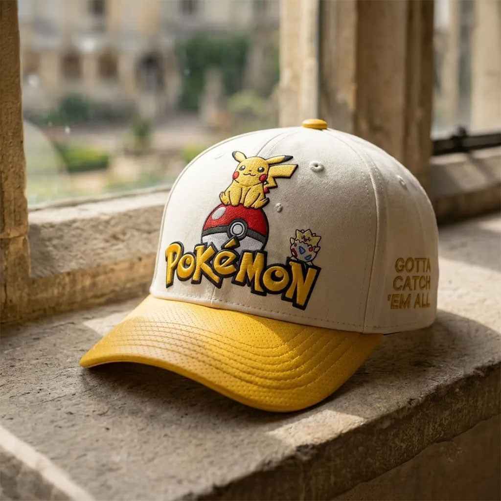 Pokemon Pikachu Togepi Yellow Brim Hat Pokemon Baseball Cap Gifts For Pikachu Lovers - Merchluma