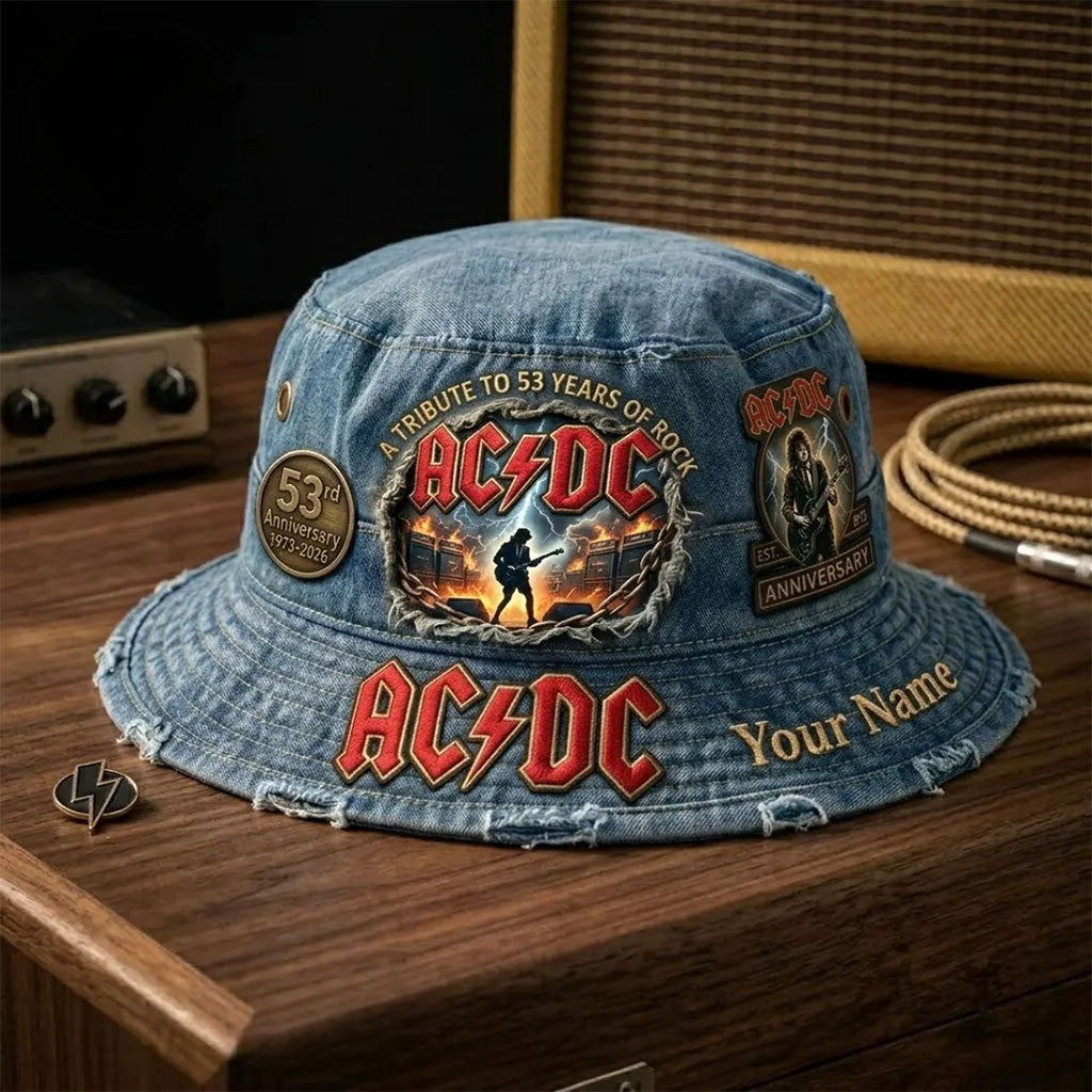 Personalized ACDC 53rd Anniversary 1973 2026 Bucket Hat ACDC Merch Gifts For Rock Lovers - Merchluma
