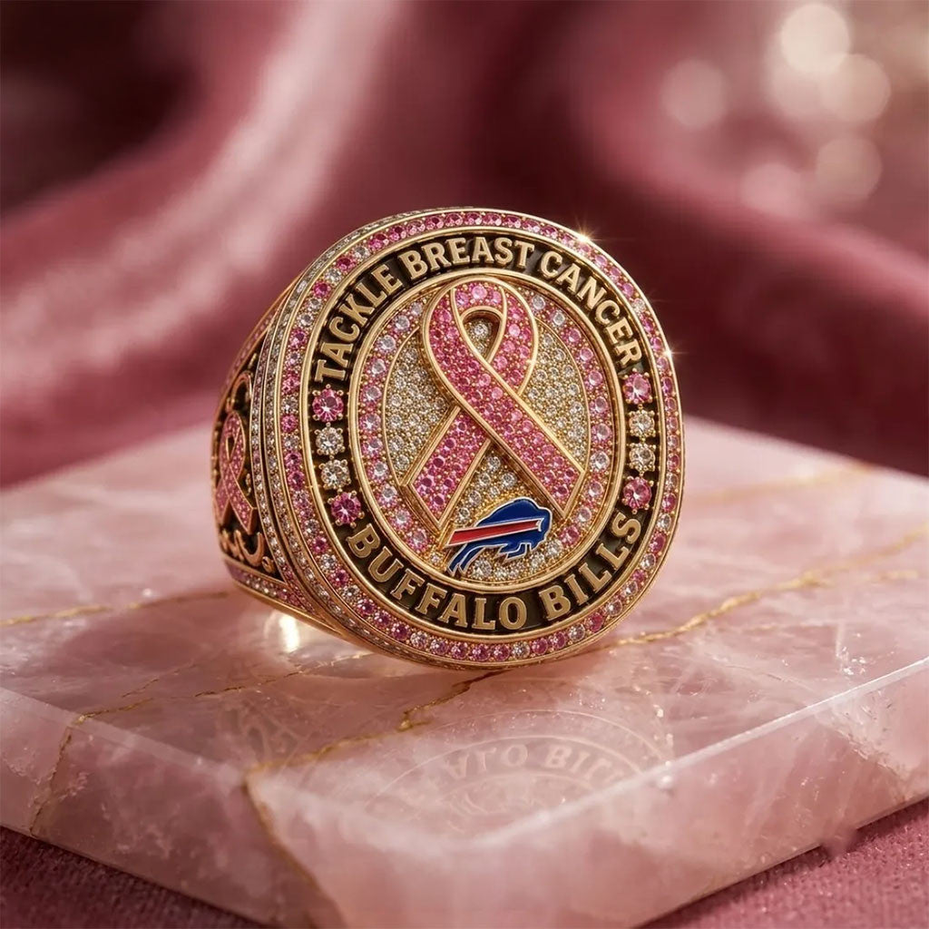 Buffalo Bills Merch X Breast Cancer Awareness Ring Breast Cancer Support Rings Gifts For Her - Merchluma