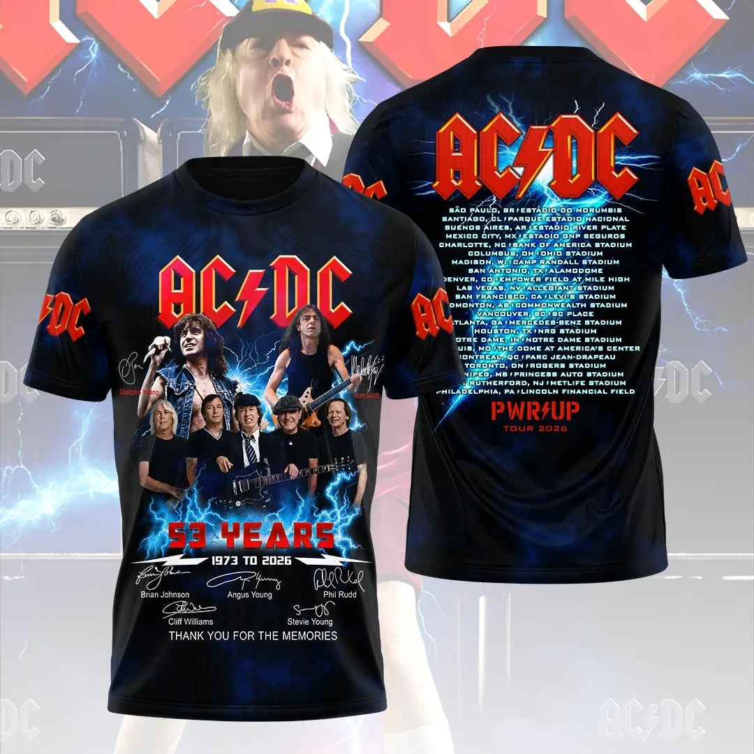 ACDC Power Up Tour 2026 Shirt 53 Years Anniversary Shirt Gifts For ACDC Supporters - Merchluma