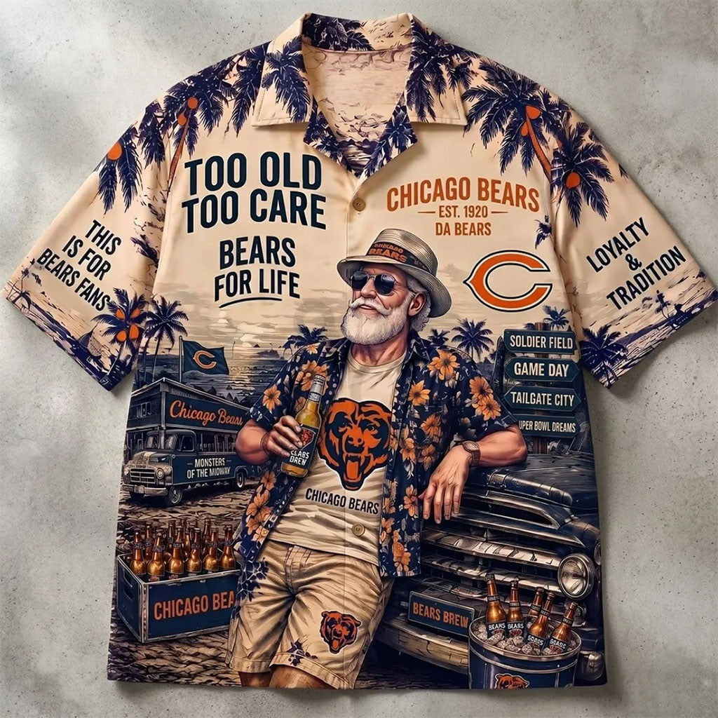 Chicago Bears Da Bears Tropical Hawaiian Shirt Chicago Bears Merch Aloha Shirts Fans Gifts - Merchluma