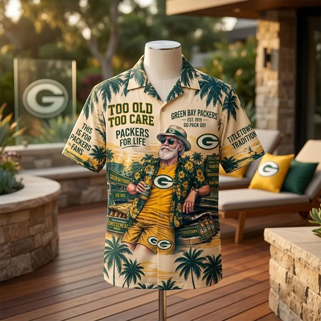 Green Bay Packers Football Mascot Hawaiian Shirt Green Bay Packers Merch Aloha Shirt Fans Gifts - Merchluma