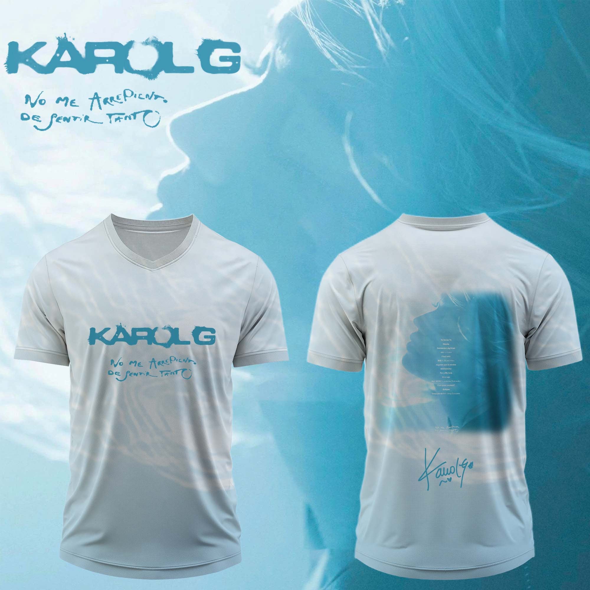 Karol G Merch No Me Arrepiento De Sentir Tanto Signed V-Neck Shirt Gifts For Music Lovers - Merchluma