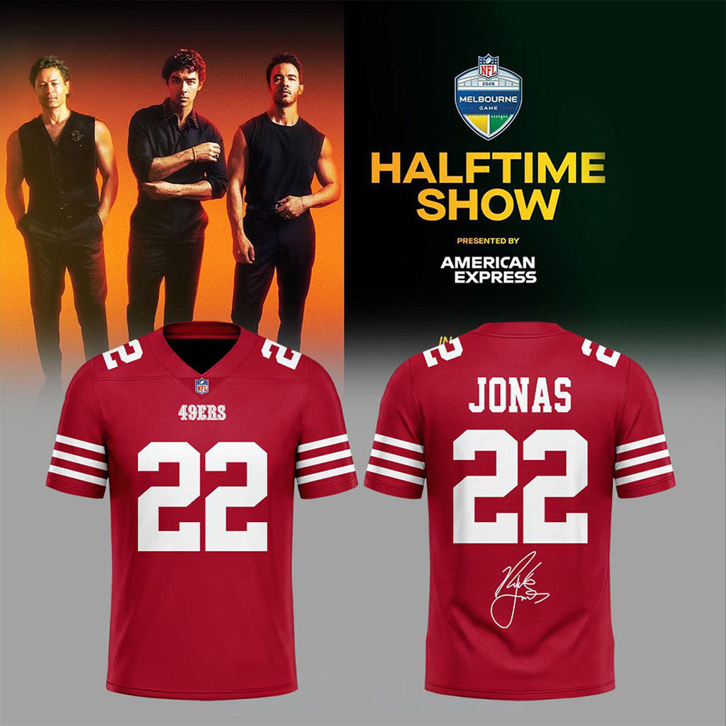 Personalized San Francisco 49ers Merch X Jonas Brothers 2026 Halftime Show Football Jersey - Merchluma