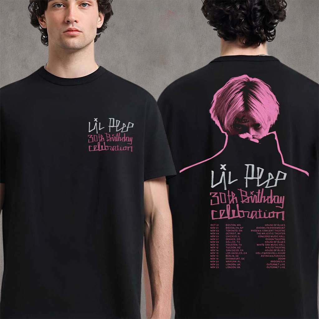 Lil Peep 30th Birthday Celebration 2026 Tour Schedule Dates T-Shirt Lil Peep Merch Fan Gifts - Merchluma