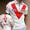 Sydney Swans FC Zip Polo Shirt AFL Sydney Swans Merch Gift Ideas For Brothers - Merchluma