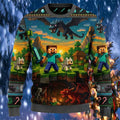 Minecraft Merch Steve Warrior Fights Ender Dragon Minecraft Ugly Sweater Present For Him - Merchluma