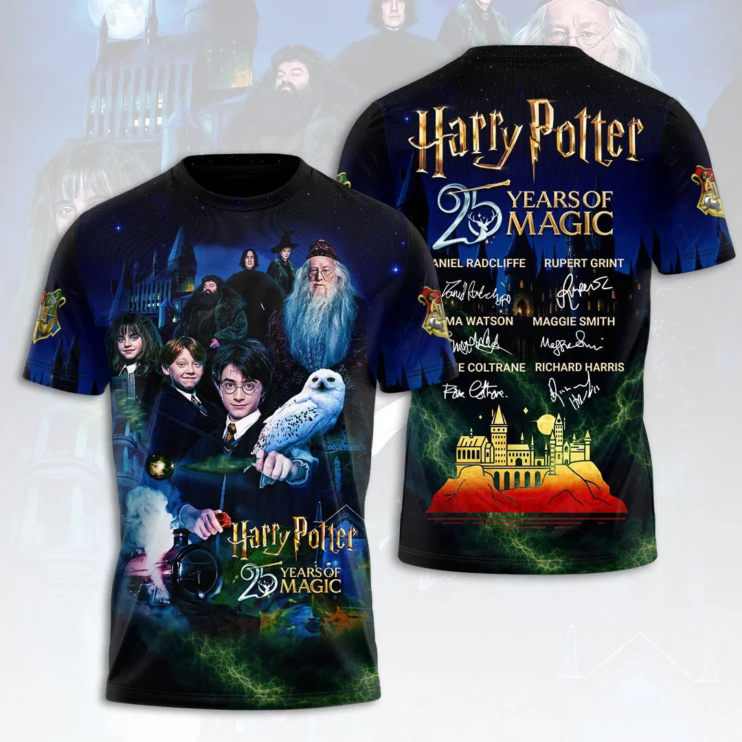 Harry Potter 25 Years Of Magic T-Shirt Signature Harry Potter Merch Best Gift For Movie Lovers - Merchluma