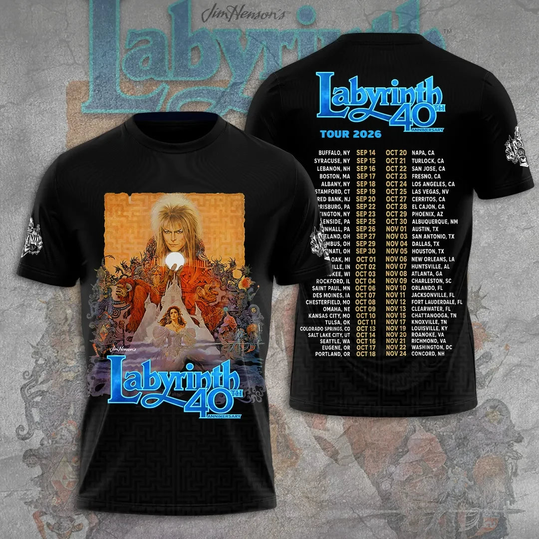 Labyrinth 40th Anniversary T-Shirt Labyrinth Tour 2026 Merch Movie Fan Concert Gift - Merchluma