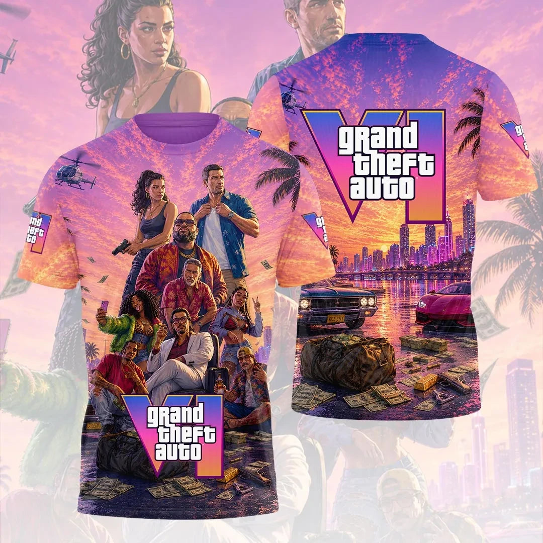 Grand Theft Auto VI T-Shirt GTA 6 Merch 2026 Present For Game Lover - Merchluma
