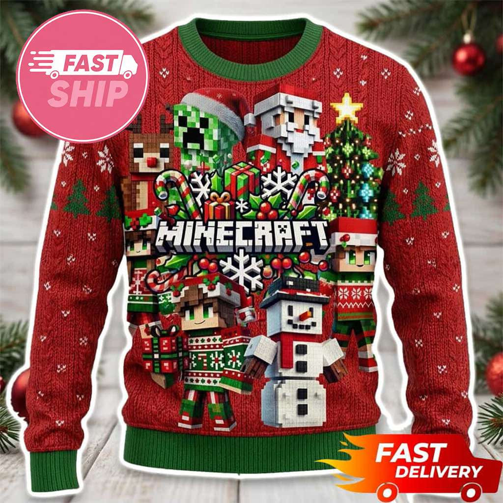 Minecraft Merch Merry Christmas 2026 Minecraft Ugly Sweater Gifts For Son - Merchluma