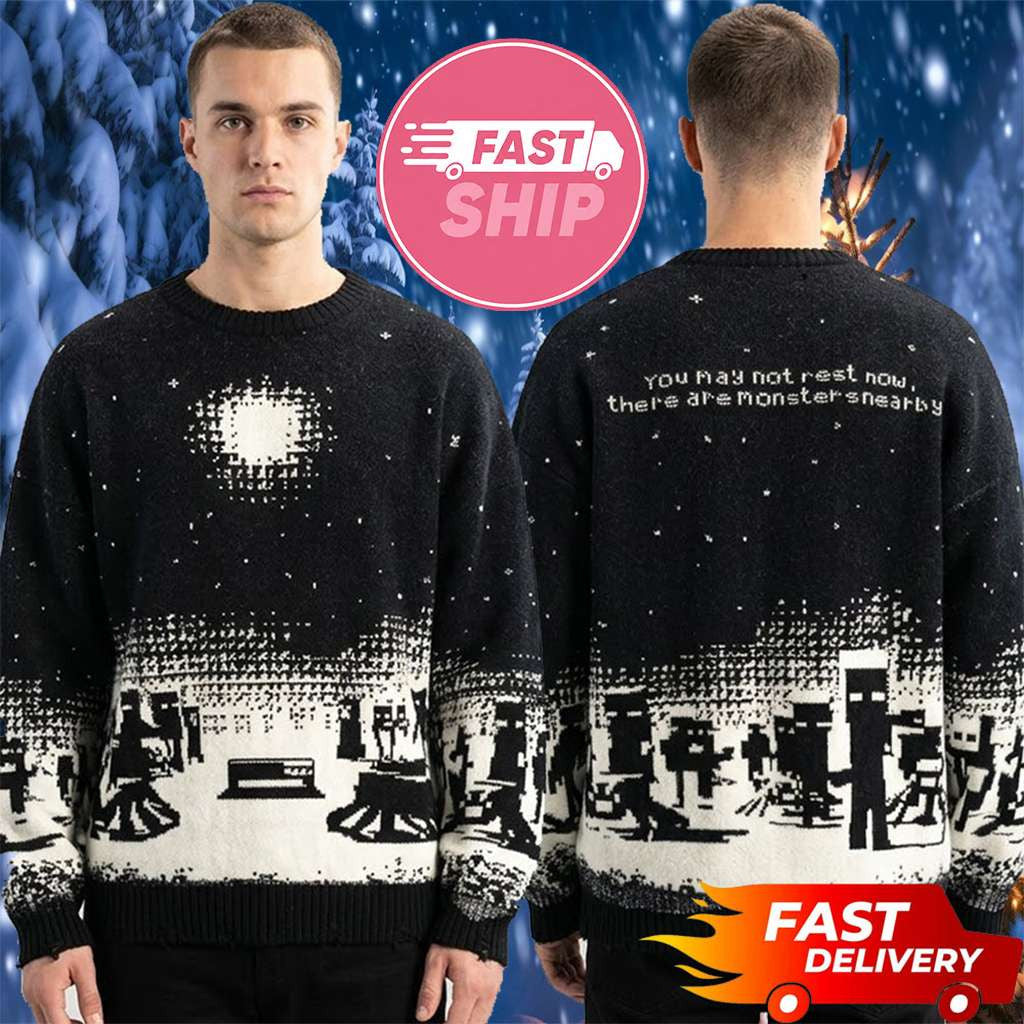 Very Cool x Minecraft Monsters Nearby Ugly Sweater Minecraft Merch Gifts For Boyfriend - Merchluma