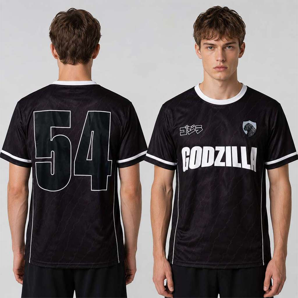 Godzilla 54 Team Black Soccer Jersey Godzilla Merch Gifts For Horror Lovers - Merchluma
