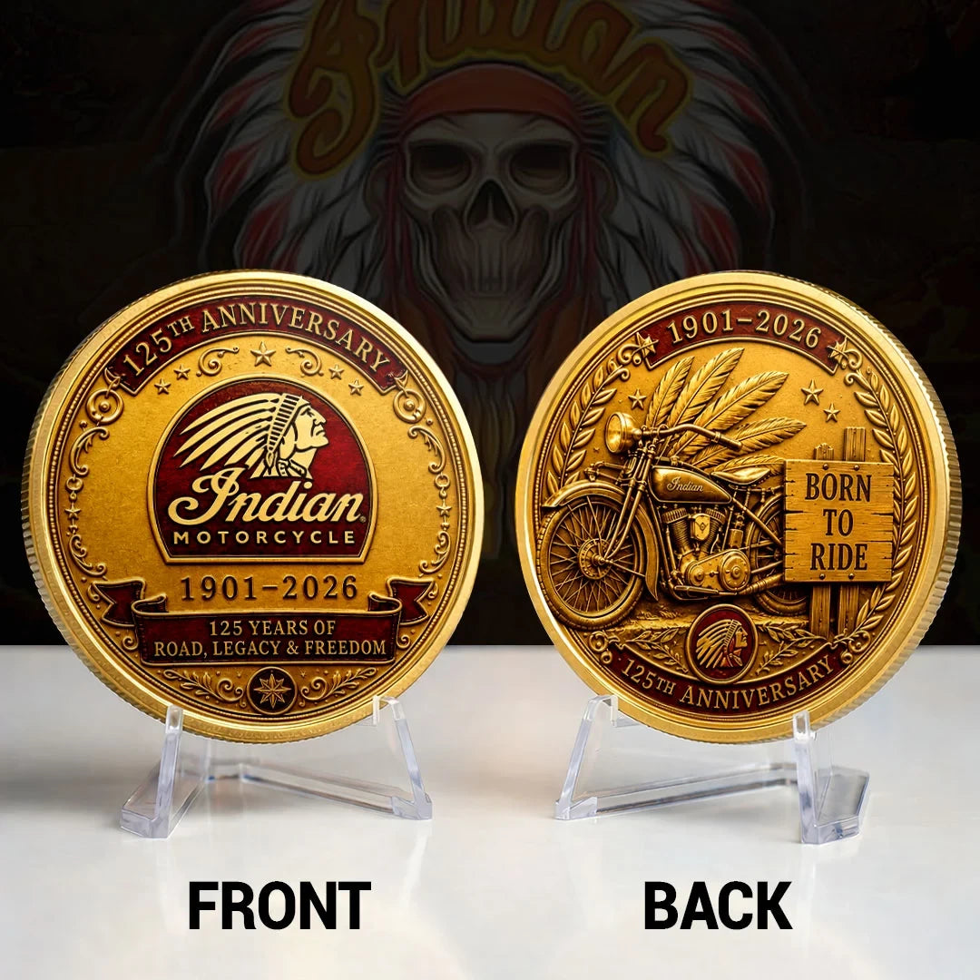 Indian Motorcycle 125th Anniversary Coin Born To Ride Coin Gifts For Motorbike Riders - Merchluma