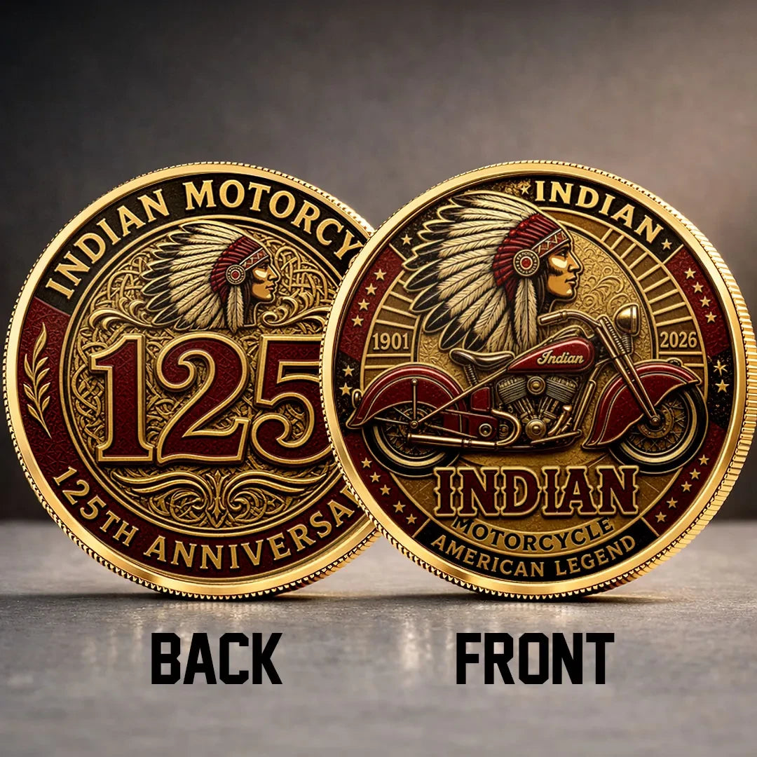 Indian Motorcycle 125th Anniversary Coin Born To Ride Ring Birthday Gift For Him Idea - Merchluma