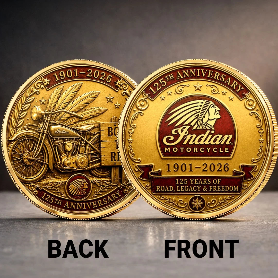 Indian Motorcycle 125th Anniversary Coin Born To Ride Ring Birthday Gift For Him - Merchluma