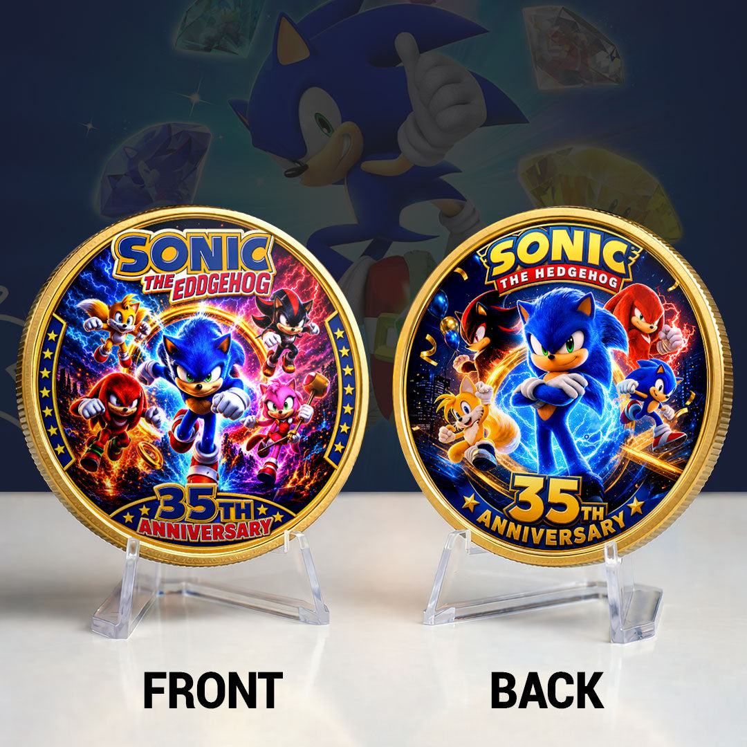 Sonic The Hedgehog 35th Anniversary Coin 2026 Sonic The Hedgehog Merch Best Birthday Gifts - Merchluma