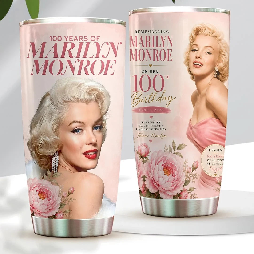 Marilyn Monroe 100th Anniversary Tumbler 2026 Marilyn Monroe Merch Present For Fans - Merchluma
