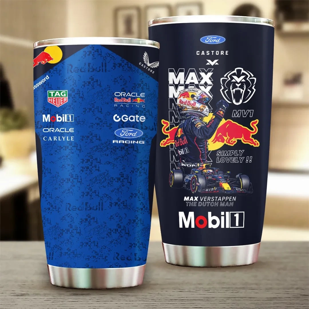 Red Bull Racing X Max Verstappen Tumbler Cup Formula 1 Merch Present For Racing Lovers - Merchluma