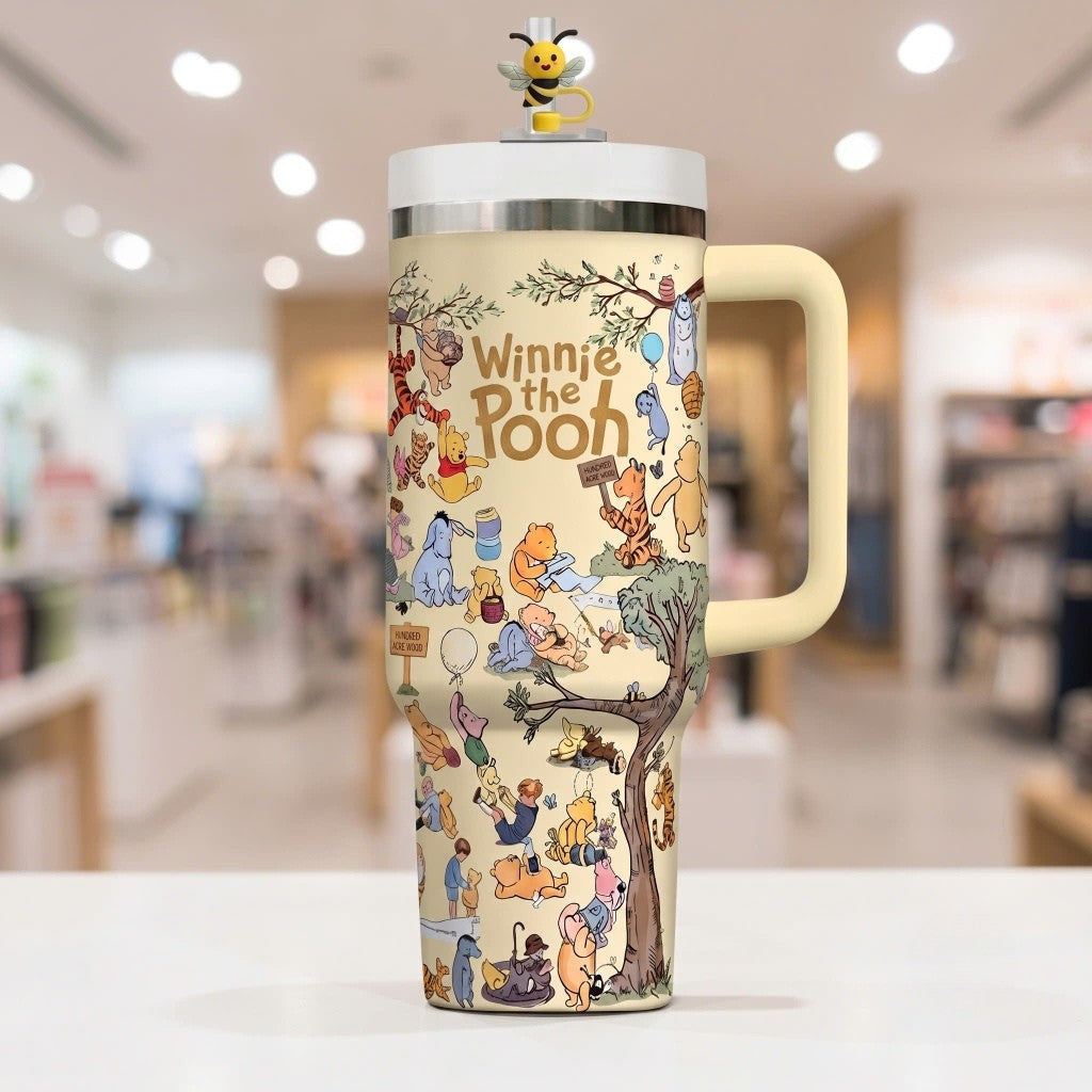 Winnie The Pooh Storybook Bear Tumbler Woodland Friends Travel Cup Cute Forest Animal Gifts - Merchluma
