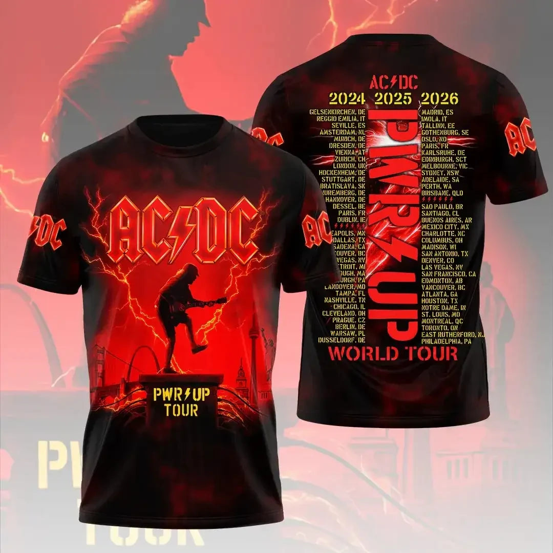 ACDC Merch PWRD UP Tour 2024 2025 2026 ACDC T-Shirt Best Gifts For Music Lovers - Merchluma