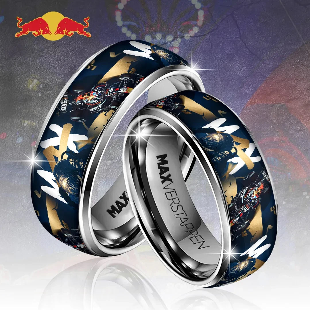 Red Bull Racing X Max Verstappen Alloy Ring F1 Racing Fan Gear Gift For Husband - Merchluma