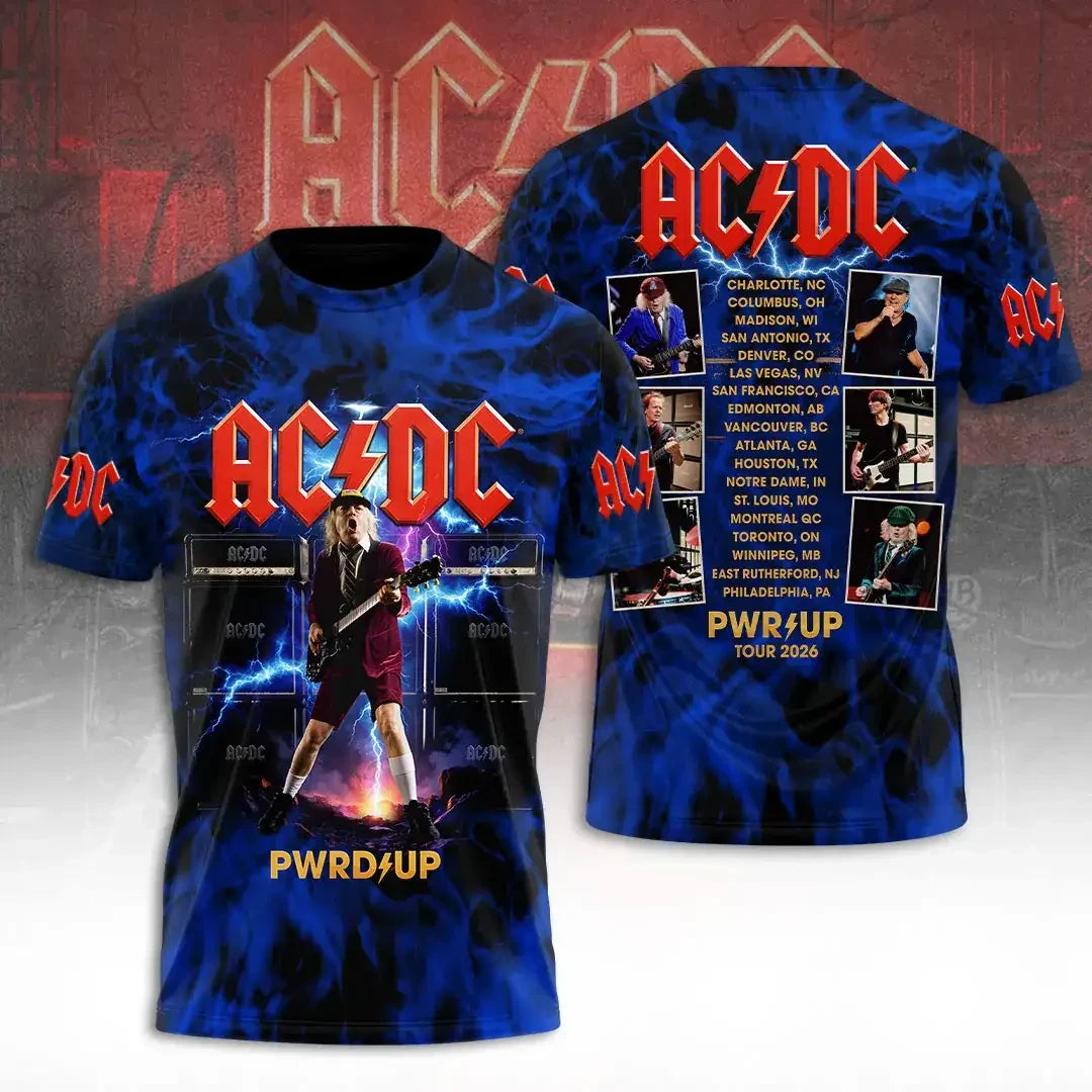 ACDC Merch PWRD UP Tour 2026 ACDC T-Shirt Gifts For Rock Enthusiasts - Merchluma