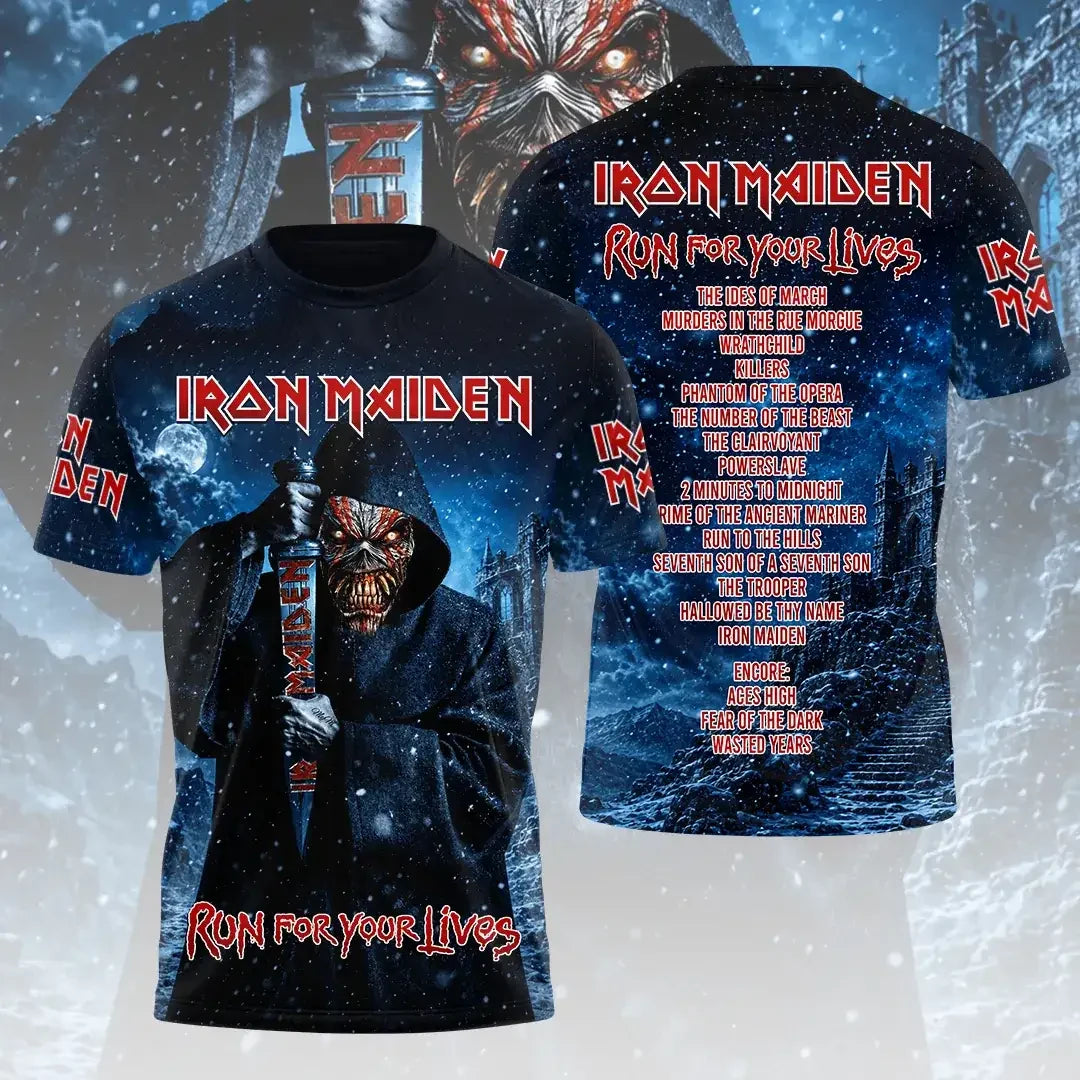 Iron Maiden 2026 World Tour Merch Run For Your Lives T-Shirt Husband Gifts - Merchluma