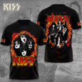 KISS Classic Rock Band Fire Flames T-Shirt KISS Merch Vintage Music Fan Gift - Merchluma