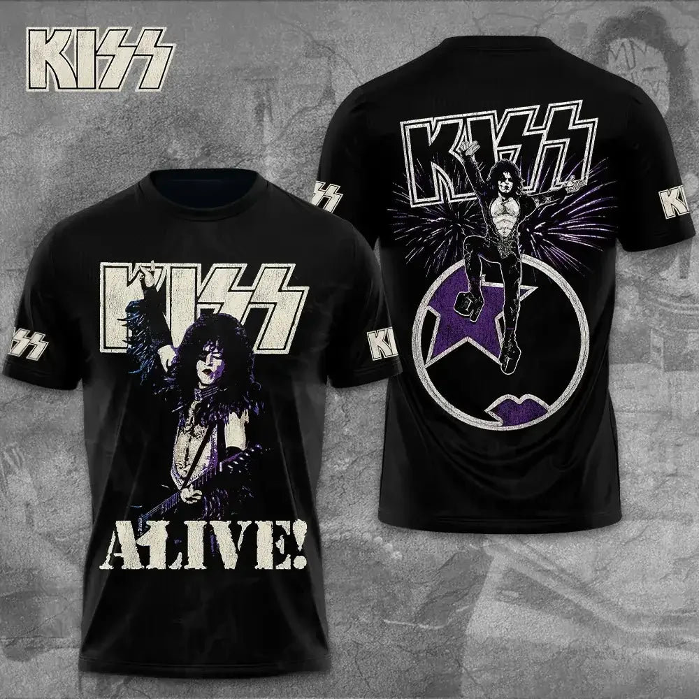 KISS Iconic Hard Rock Band Flame Graphic T-Shirt KISS Merch Gift For Rock Fan - Merchluma